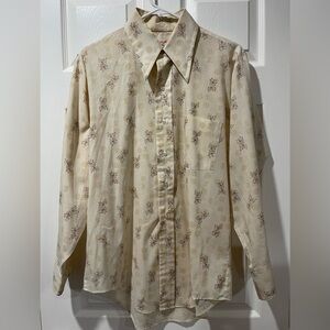 Vintage Cream Chinese Character Button Down